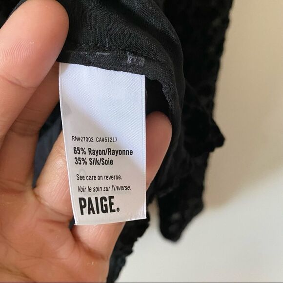 NWOT PAIGE Velvet Burnout Style Button Front Silk Blouse - Picture 7 of 7